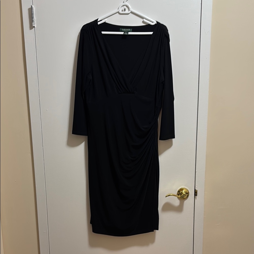 Ralph Lauren Black Faux Wrap midi dress